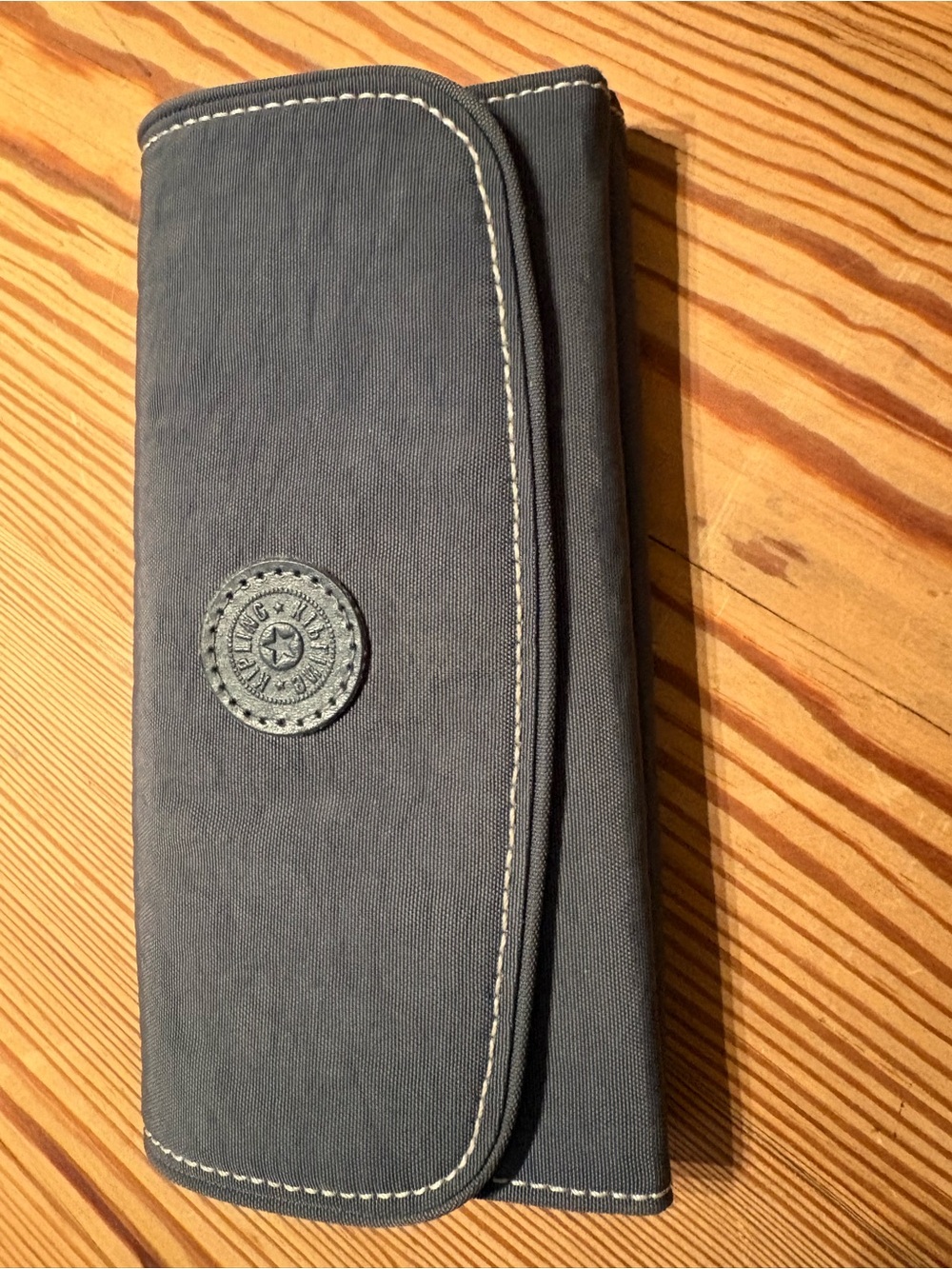 Kipling Slate blue Gray Canvas Fold Clutch
